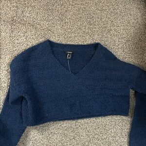 Forever 21 Deep Blue V-Neck Sweater